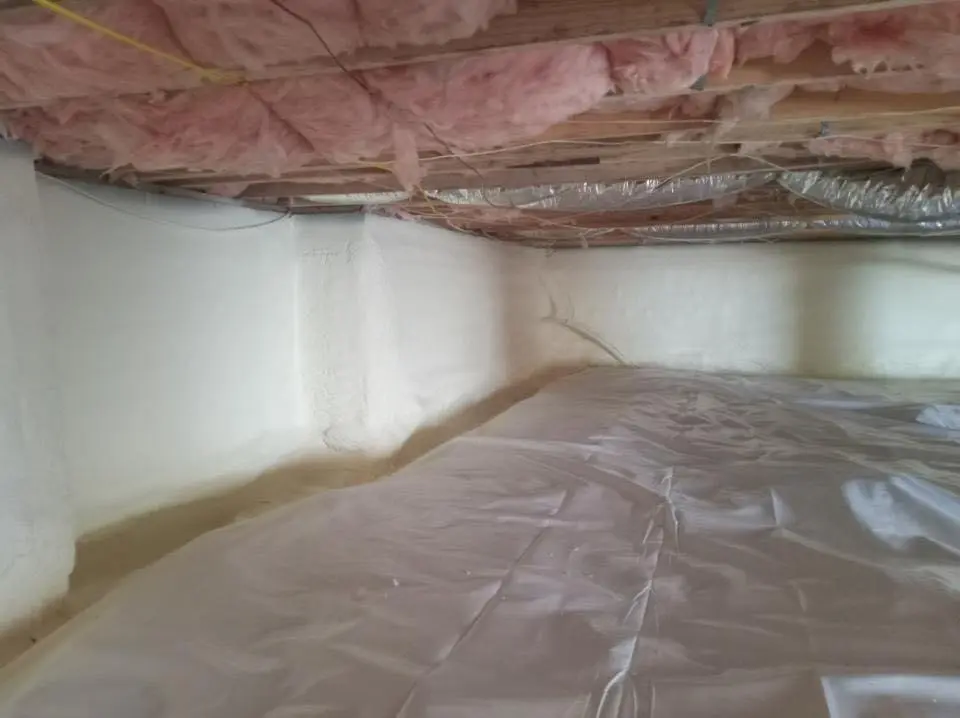 Crawl space encapsulation with closed-cell spray foam for Roof Waterproofing in Cornwall